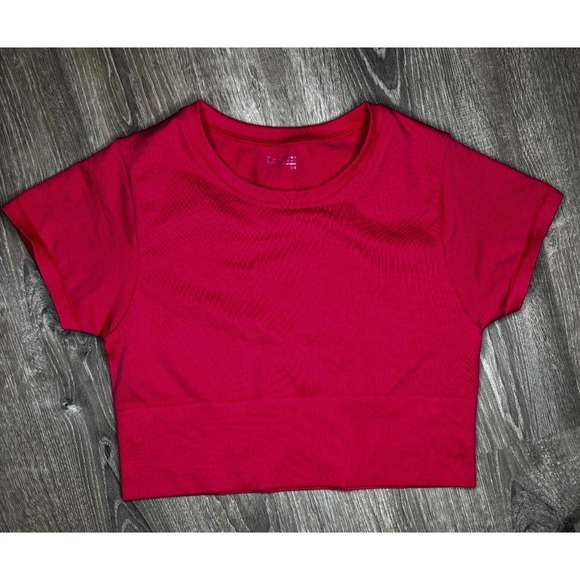 aerie Tops - OFFLINE By Aerie Short Sleeve Seamless Cropped T-Shirt Pink Gym Size Large NWT